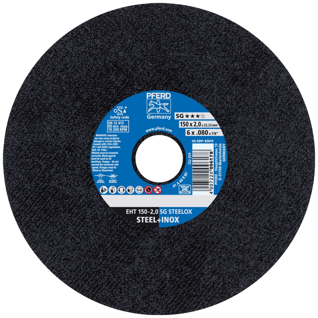 PFERD TOOLS Trennscheibe EHT 150x2,0x22,23 mm gerade Leistungslinie SG STEELOX für Stahl/Edelstahl