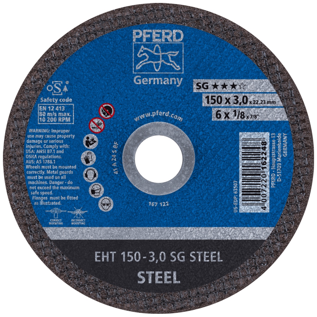 PFERD TOOLS Trennscheibe EHT 150x3,0x22,23 mm gerade Leistungslinie SG STEEL für Stahl