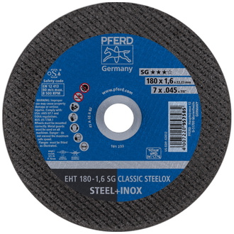 PFERD Trennscheibe EHT 180x1,6x22,23 mm gerade Leistungslinie SG CLASSIC STEELOX für Stahl/VA