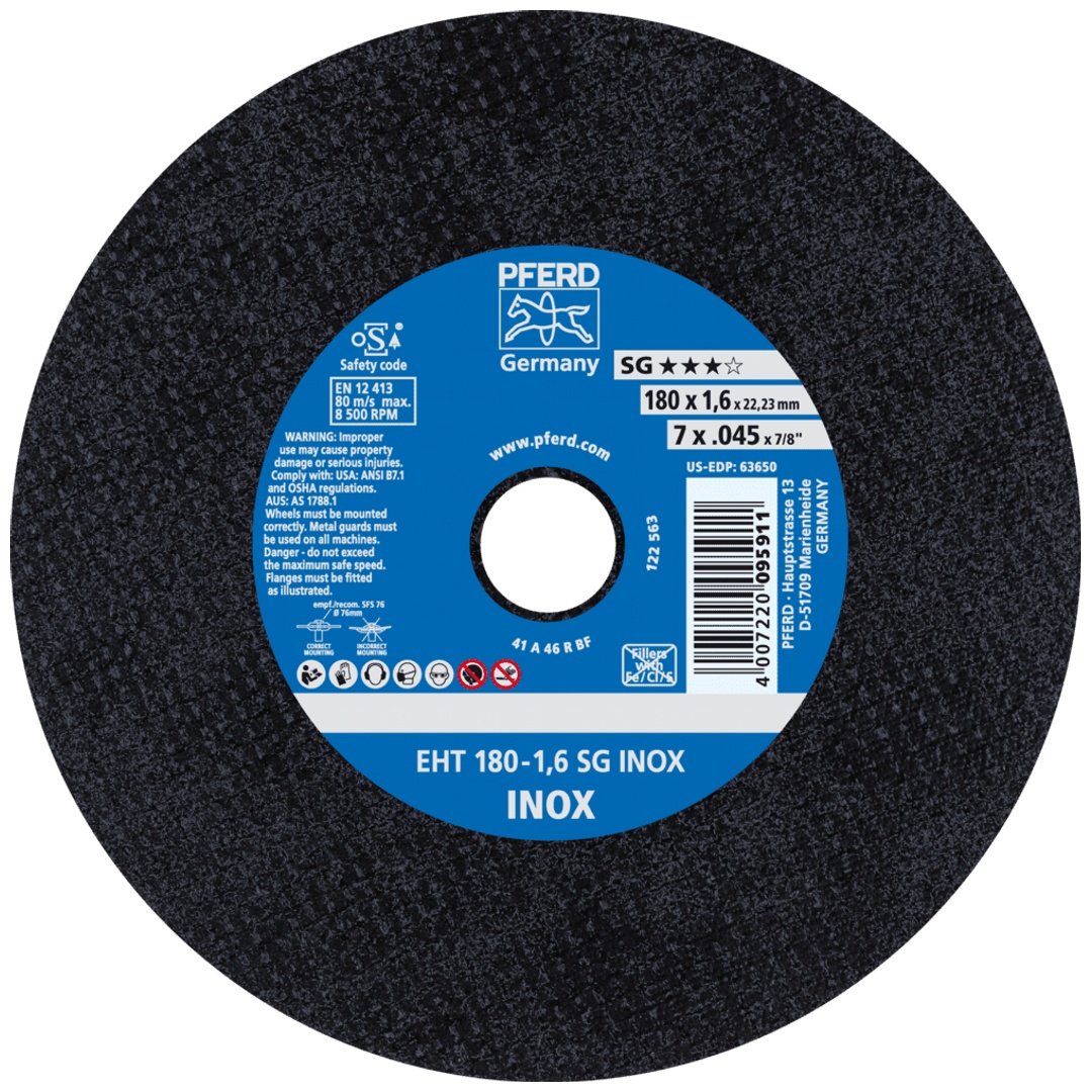 PFERD TOOLS Trennscheibe EHT 180x1,6x22,23 mm gerade Leistungslinie SG INOX für Edelstahl