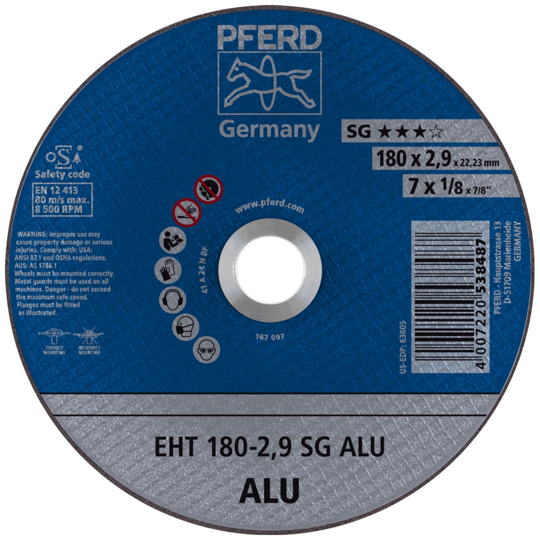 PFERD TOOLS Trennscheibe EHT 180x2,9x22,23 mm gerade Leistungslinie SG ALU für Alu