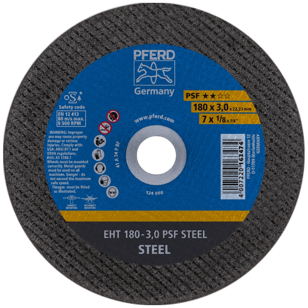PFERD TOOLS Trennscheibe EHT 180x3,0x22,23 mm gerade Universallinie PSF STEEL für Stahl