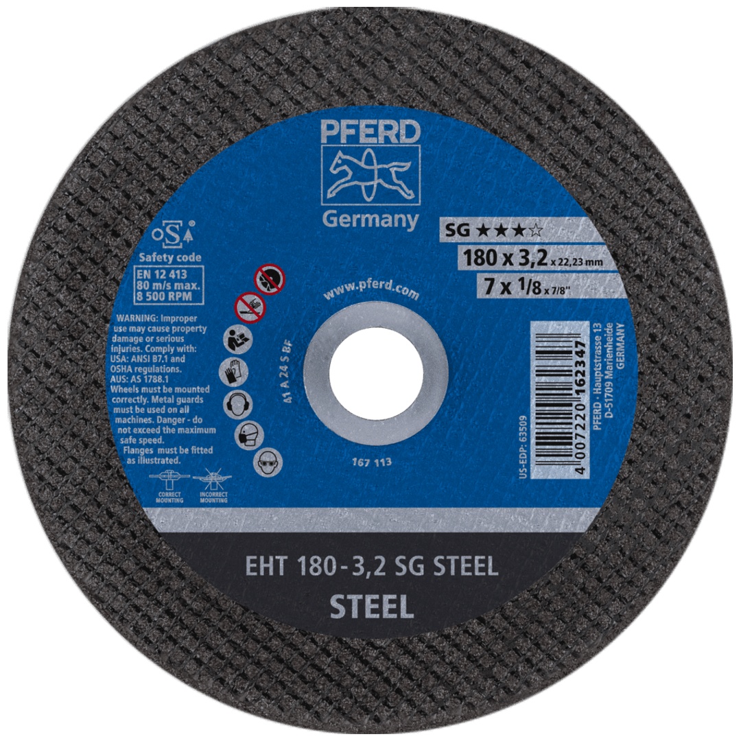 PFERD TOOLS Trennscheibe EHT 180x3,2x22,23 mm gerade Leistungslinie SG STEEL für Stahl