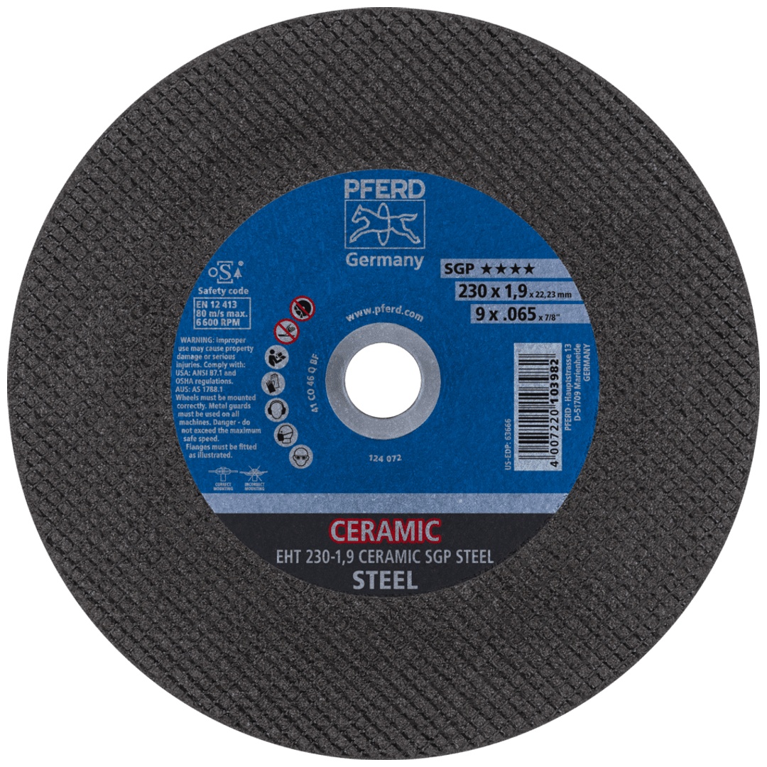 PFERD TOOLS Trennscheibe EHT 230x1,9x22,23 mm gerade CERAMIC Speziallinie SGP STEEL für Stahl