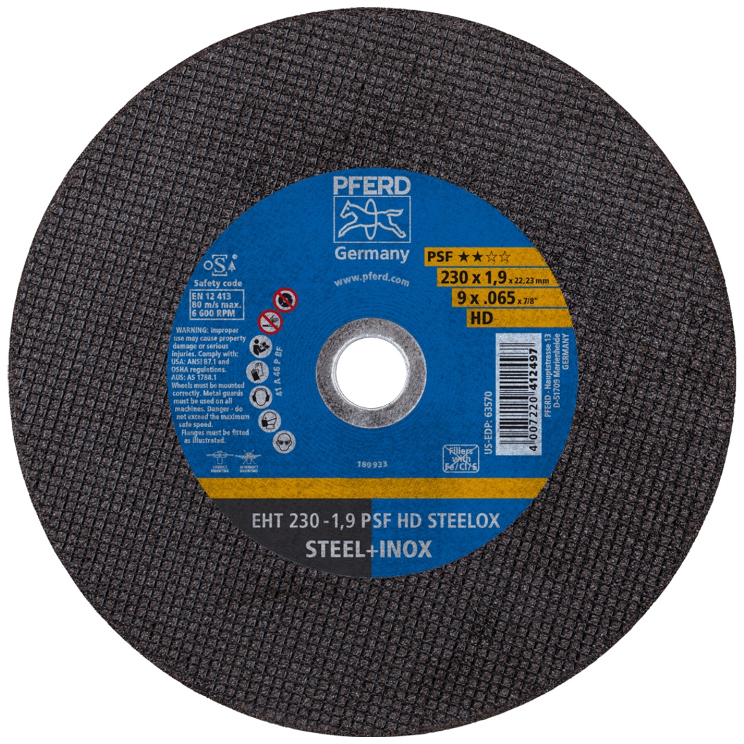 PFERD TOOLS Trennscheibe EHT 230x1,9x22,23 mm gerade Universallinie PSF HD STEELOX für Stahl/Edelstahl (25)