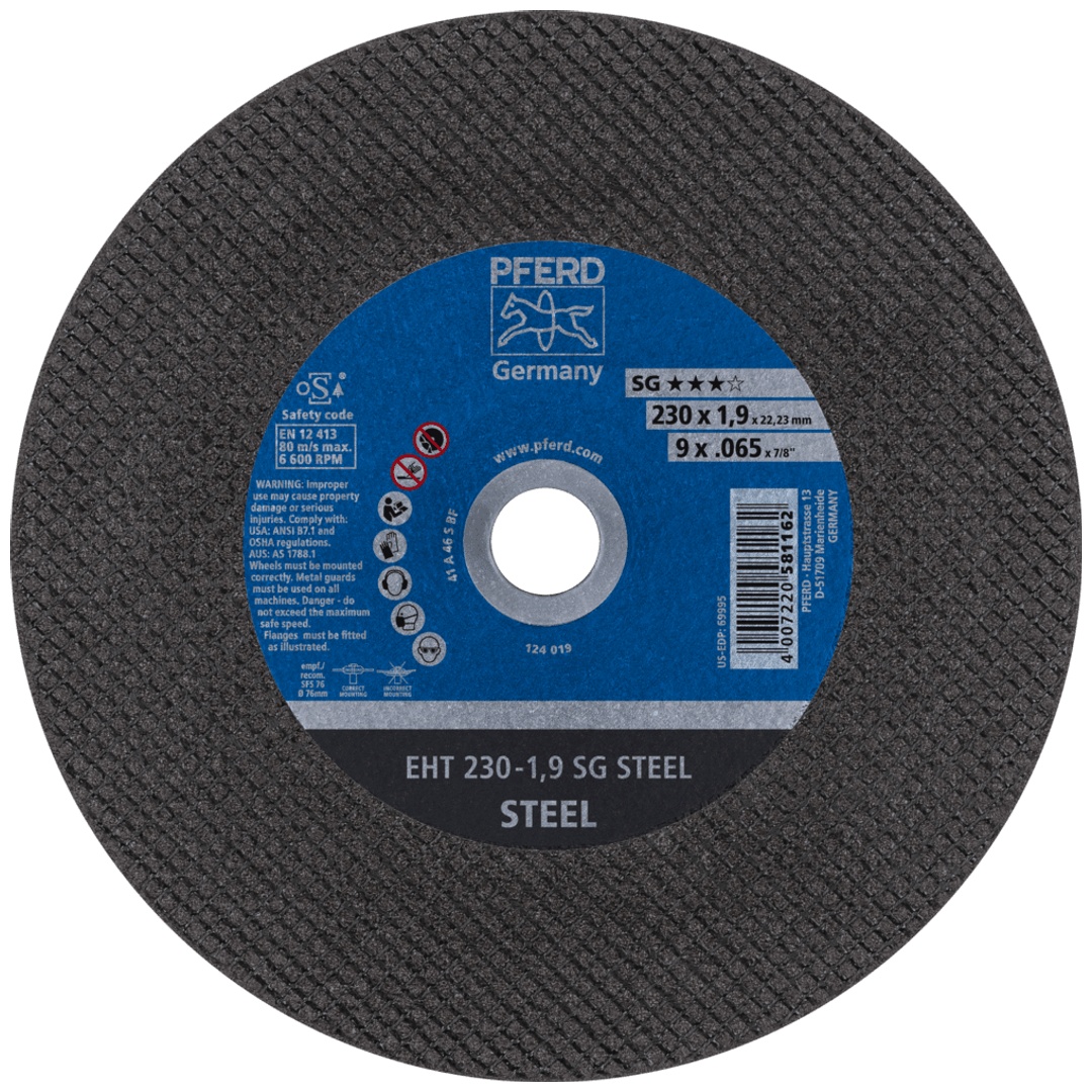 PFERD TOOLS Trennscheibe EHT 230x1,9x22,23 mm gerade Leistungslinie SG STEEL für Stahl