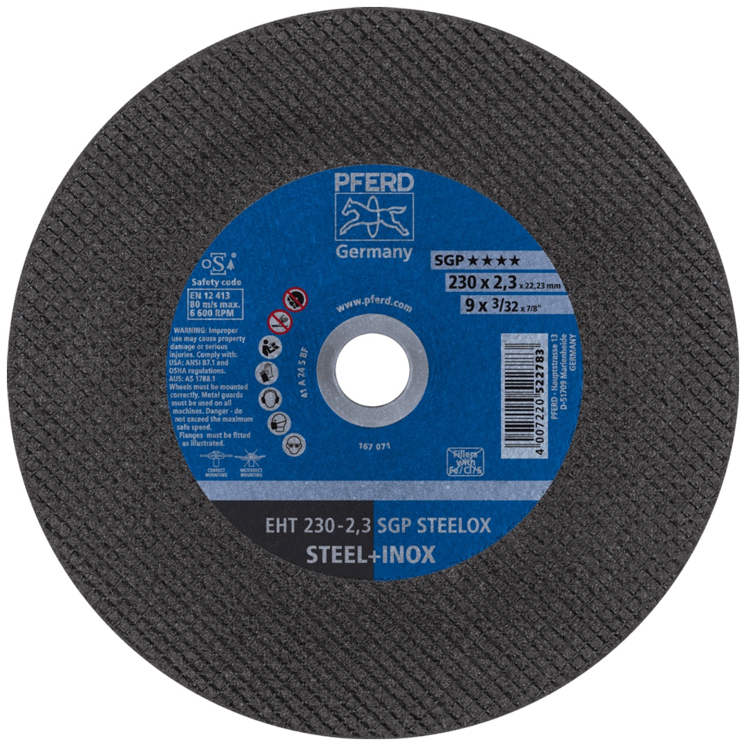 PFERD TOOLS Trennscheibe EHT 230x2,3x22,23 mm gerade Speziallinie SGP STEELOX für Stahl/Edelstahl