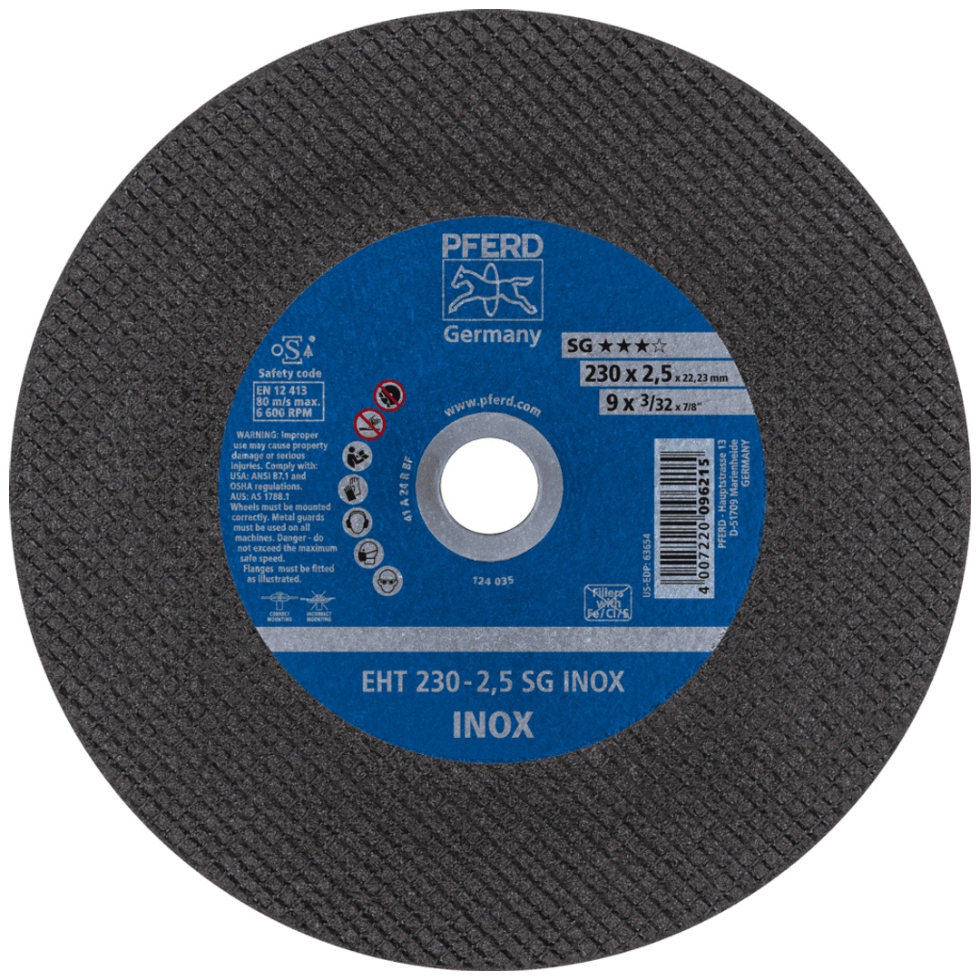 PFERD TOOLS Trennscheibe EHT 230x2,5x22,23 mm gerade Leistungslinie SG INOX für Edelstahl