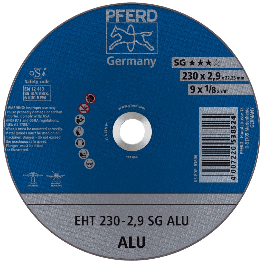PFERD TOOLS Trennscheibe EHT 230x2,9x22,23 mm gerade Leistungslinie SG ALU für Alu