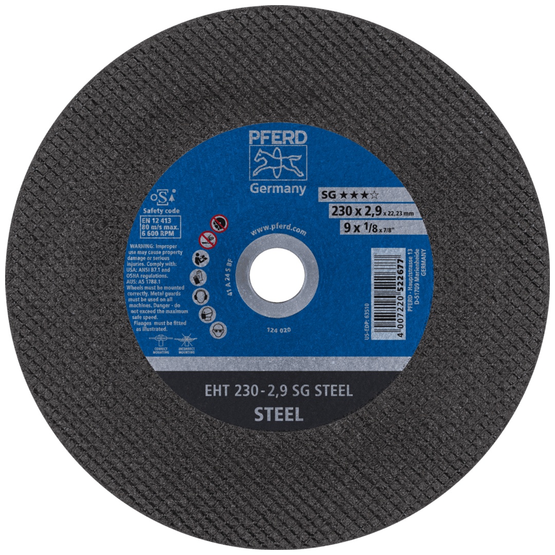 PFERD TOOLS Trennscheibe EHT 230x2,9x22,23 mm gerade Leistungslinie SG STEEL für Stahl