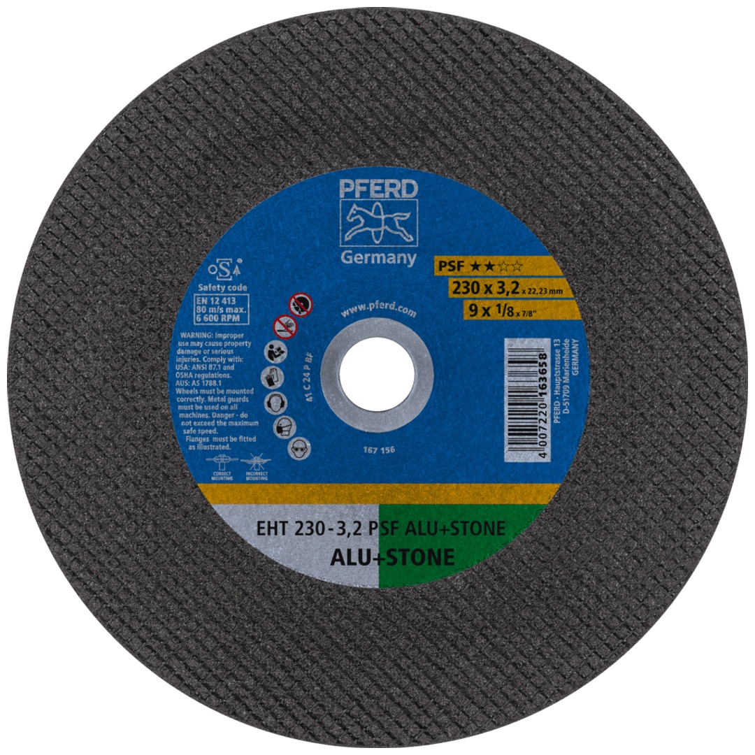 PFERD TOOLS Trennscheibe EHT 230x3,2x22,23 mm gerade Uni.-Linie PSF ALU+STONE für Alu/NE-Met./Stein