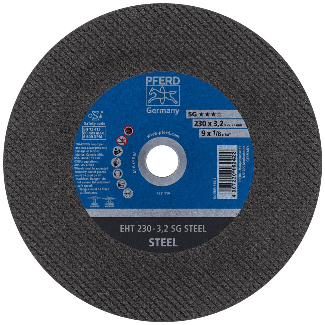 PFERD TOOLS Trennscheibe EHT 230x3,2x22,23 mm gerade Leistungslinie SG STEEL für Stahl