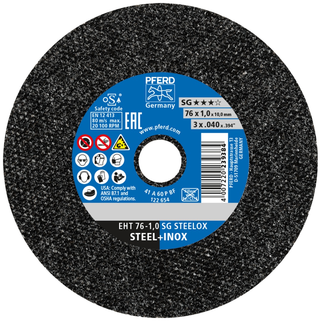 PFERD TOOLS Klein-Trennscheibe EHT 76x1,0x10mm gerade Leistungslinie SG STEELOX für Stahl/Edelstahl