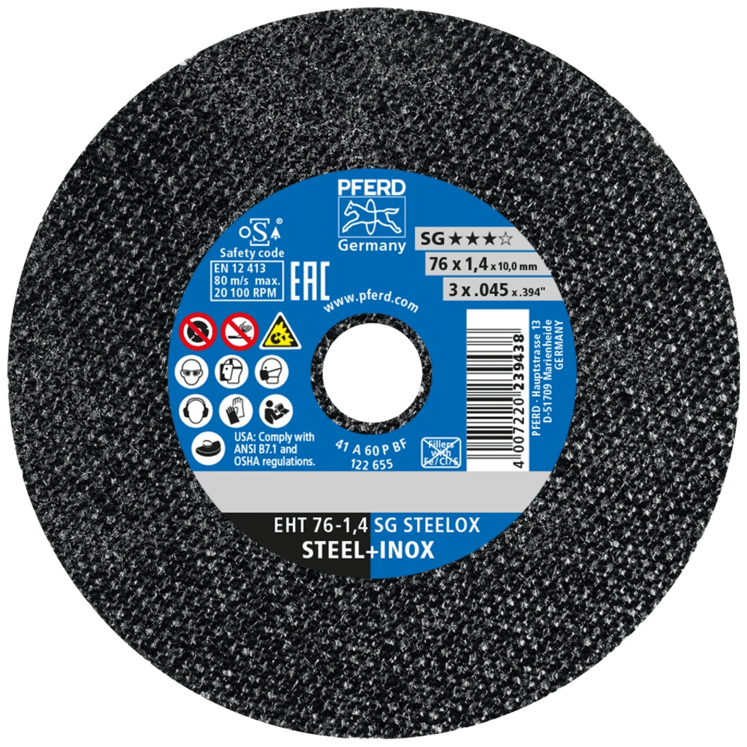 PFERD TOOLS Klein-Trennscheibe EHT 76x1,4x10mm gerade Leistungslinie SG STEELOX für Stahl/Edelstahl