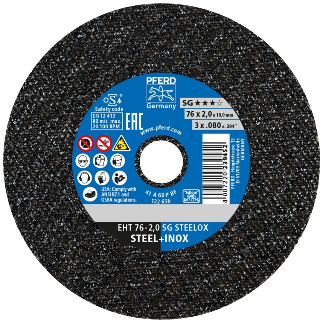 PFERD TOOLS Klein-Trennscheibe EHT 76x2,0x10mm gerade Leistungslinie SG STEELOX für Stahl/Edelstahl