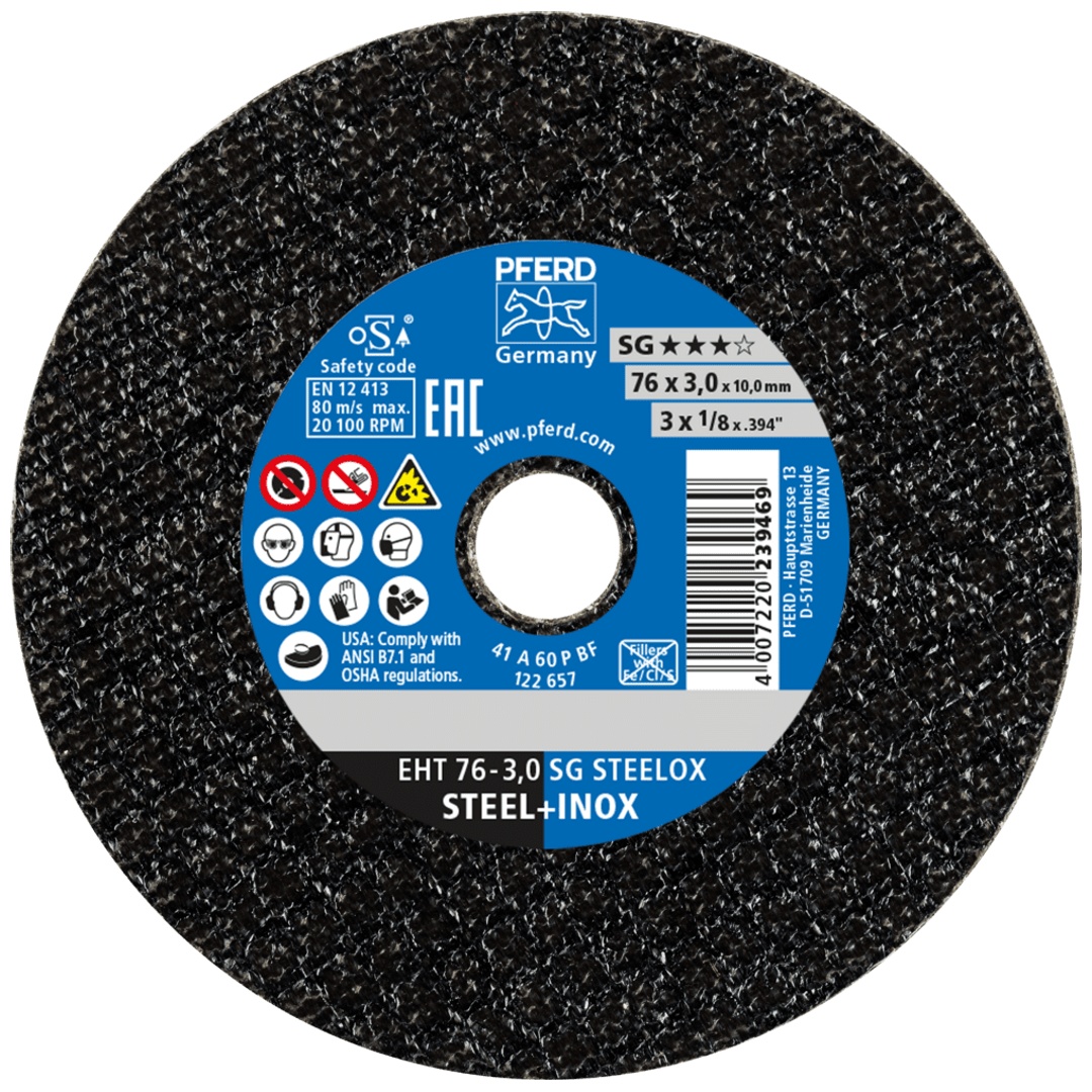 PFERD TOOLS Klein-Trennscheibe EHT 76x3,0x10mm gerade Leistungslinie SG STEELOX für Stahl/Edelstahl