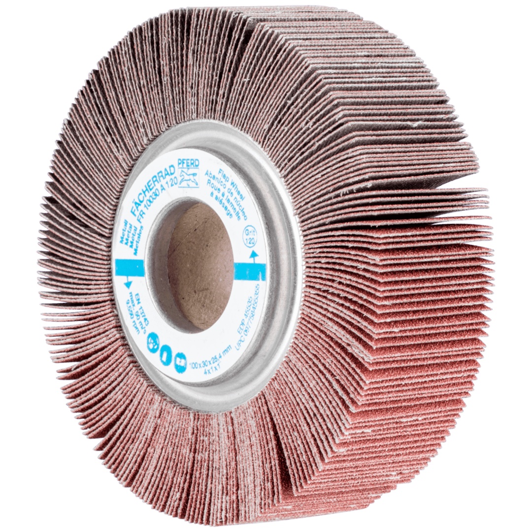 PFERD TOOLS Lamellenschleifrad FR Ø 100x30mm Bohrung Ø 25,4 mm A120 für universelle Anwendung