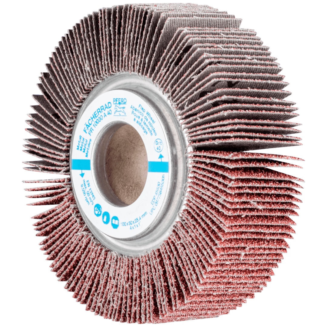 PFERD TOOLS Lamellenschleifrad FR Ø 100x30mm Bohrung Ø 25,4 mm A40 für universelle Anwendung