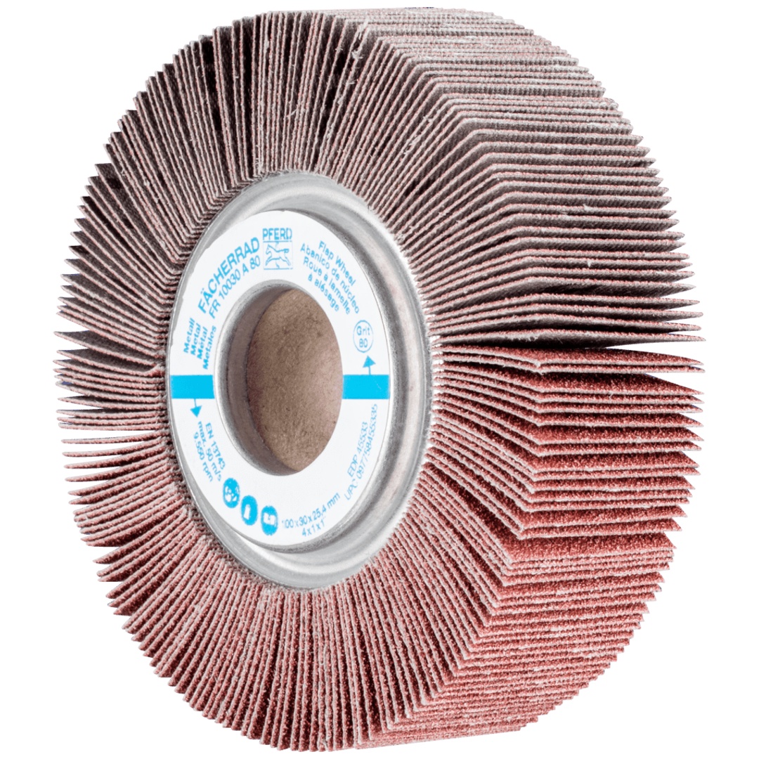 PFERD TOOLS Lamellenschleifrad FR Ø 100x30mm Bohrung Ø 25,4 mm A80 für universelle Anwendung