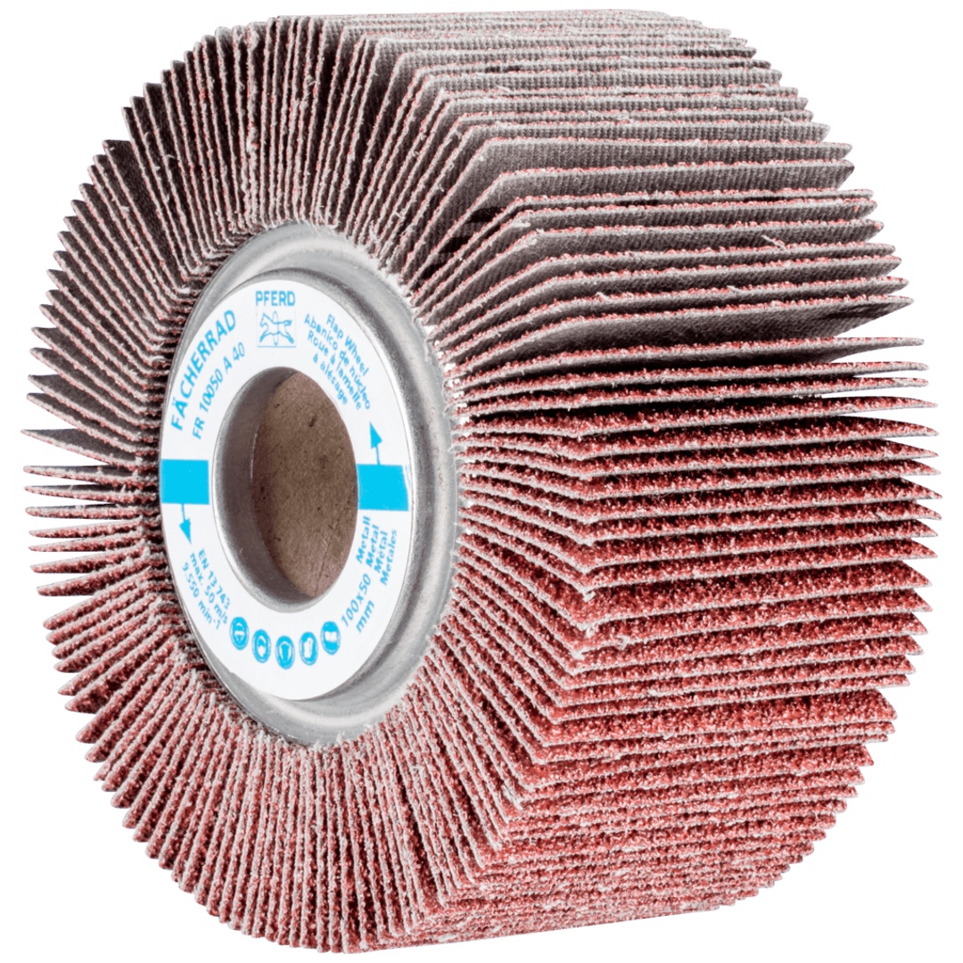 PFERD TOOLS Lamellenschleifrad FR Ø 100x50mm Bohrung Ø 25,4 mm A40 für universelle Anwendung