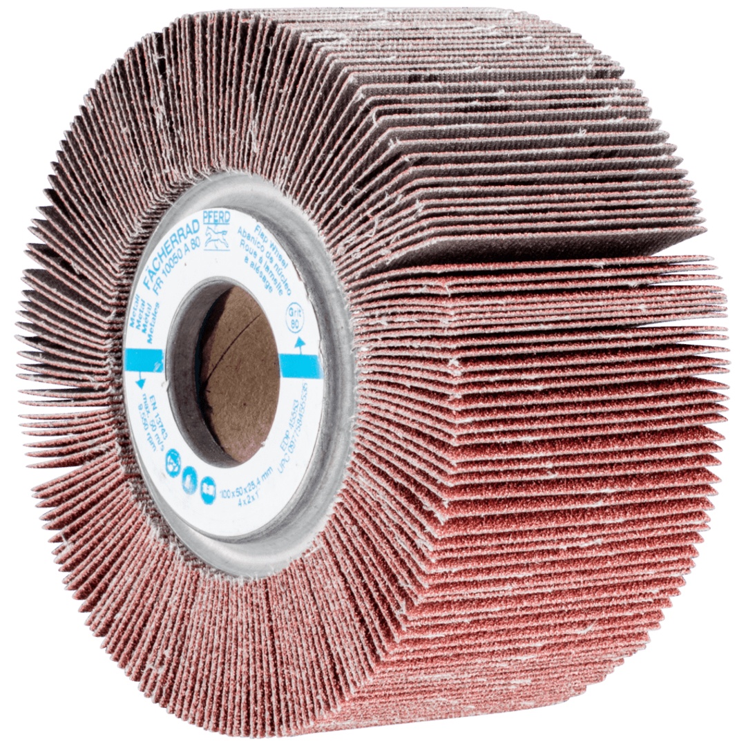 PFERD TOOLS Lamellenschleifrad FR Ø 100x50mm Bohrung Ø 25,4 mm A80 für universelle Anwendung