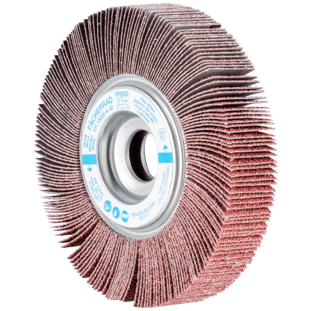 PFERD TOOLS Lamellenschleifrad FR Ø 150x30mm Bohrung Ø 25,4 mm A40 für universelle Anwendung