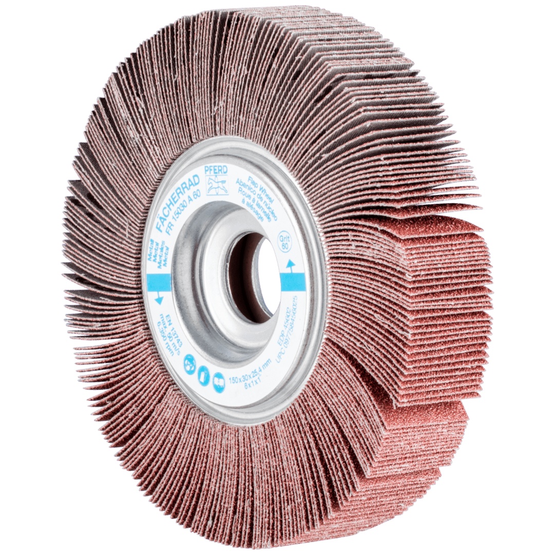 PFERD TOOLS Lamellenschleifrad FR Ø 150x30mm Bohrung Ø 25,4 mm A60 für universelle Anwendung