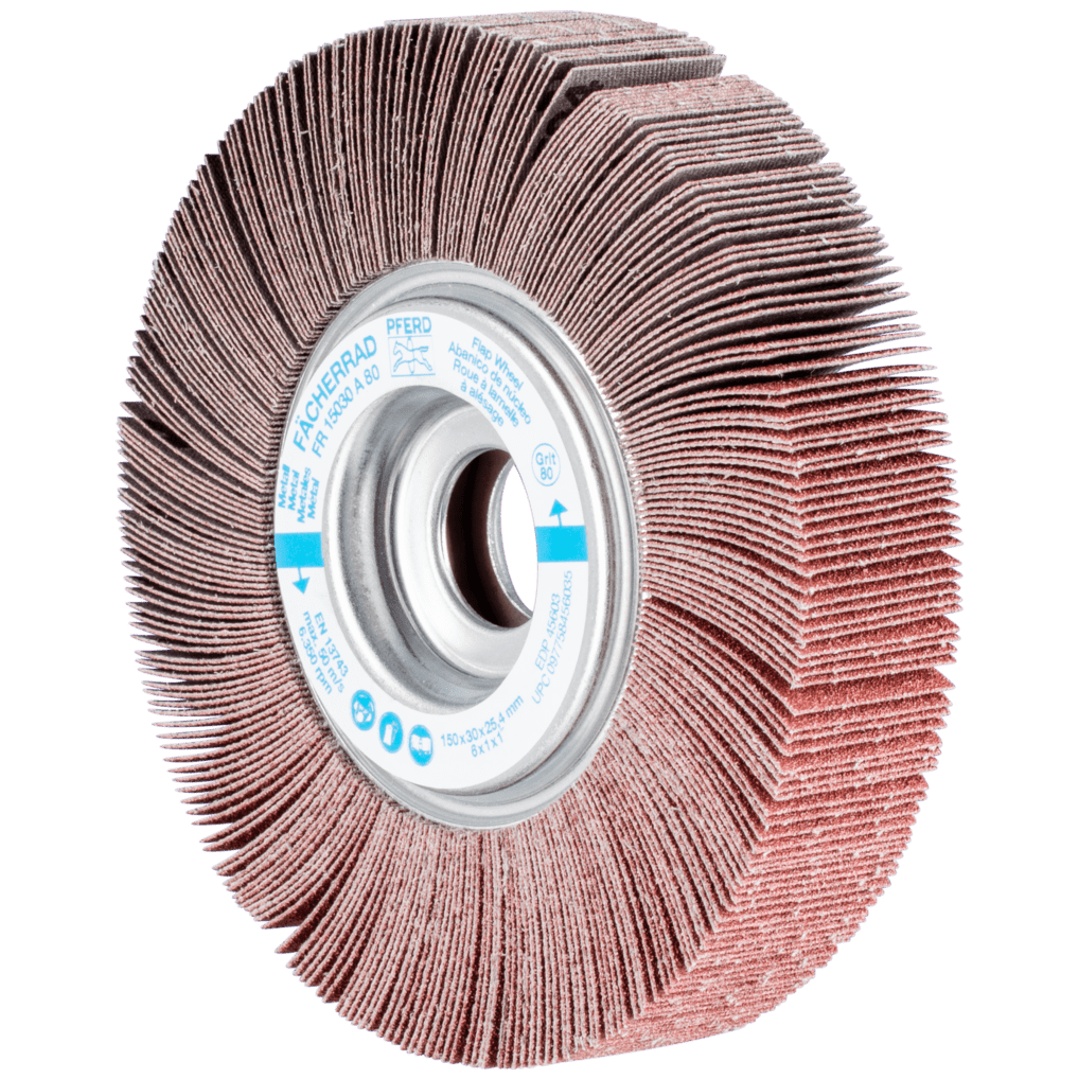PFERD TOOLS Lamellenschleifrad FR Ø 150x30mm Bohrung Ø 25,4 mm A80 für universelle Anwendung