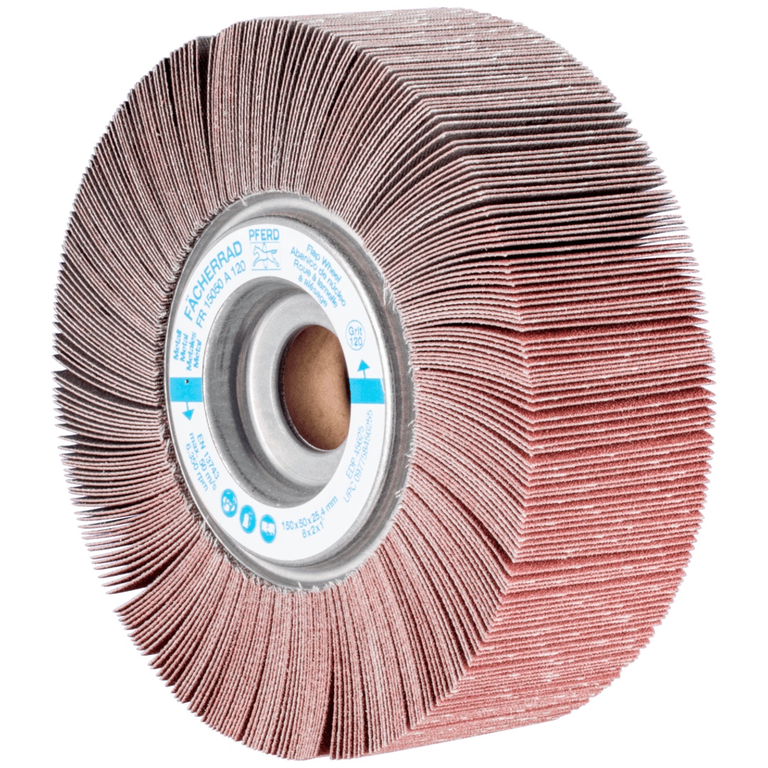 PFERD TOOLS Lamellenschleifrad FR Ø 150x50mm Bohrung Ø 25,4 mm A120 für universelle Anwendung