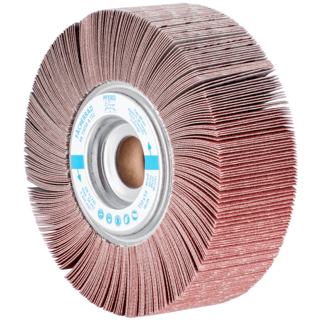 PFERD TOOLS Lamellenschleifrad FR Ø 150x50mm Bohrung Ø 25,4 mm A150 für universelle Anwendung