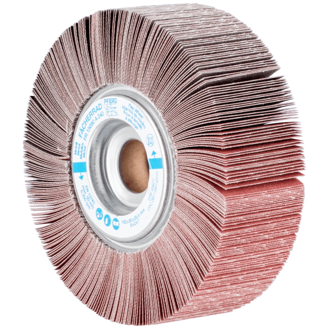 PFERD TOOLS Lamellenschleifrad FR Ø 150x50mm Bohrung Ø 25,4 mm A240 für universelle Anwendung
