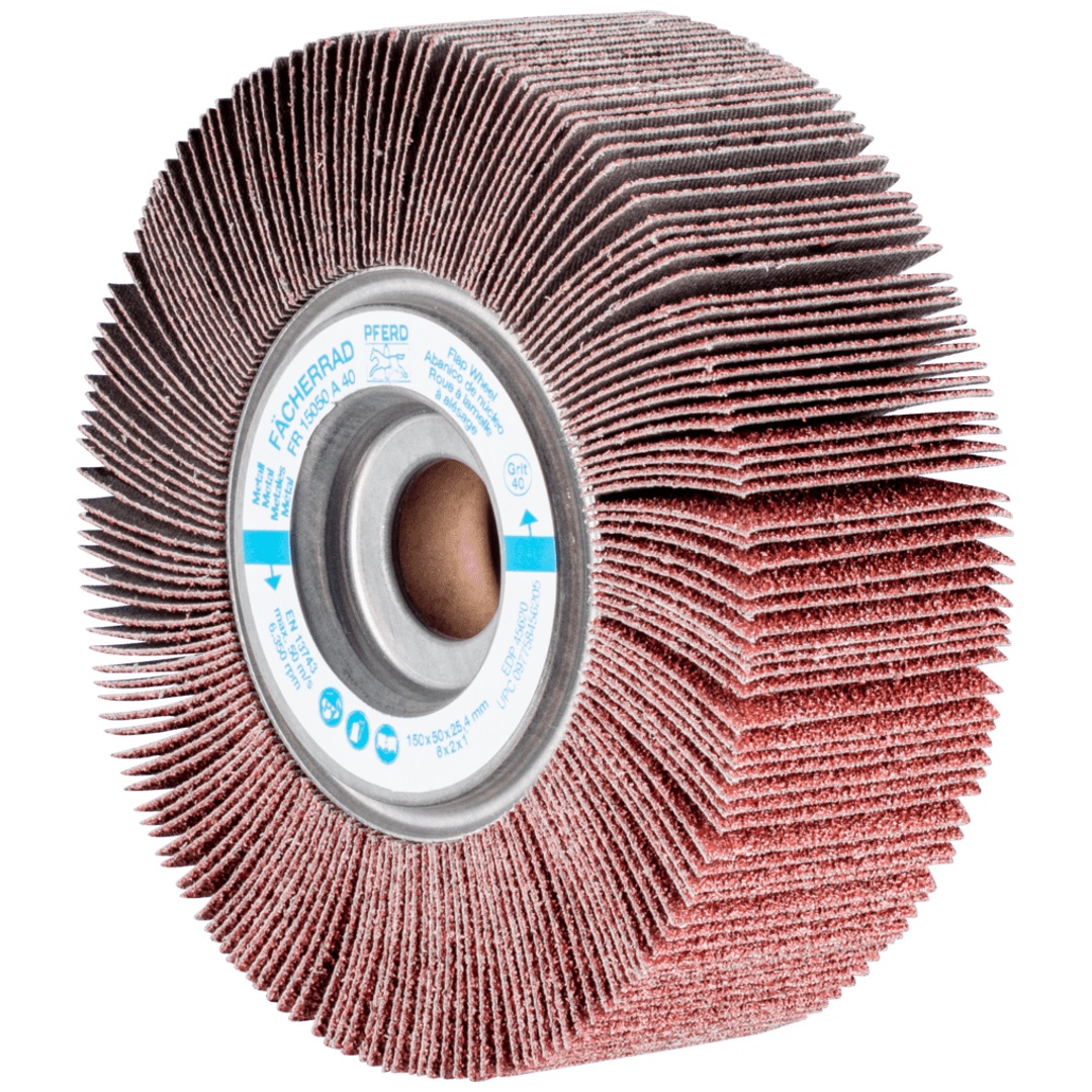 PFERD TOOLS Lamellenschleifrad FR Ø 150x50mm Bohrung Ø 25,4 mm A40 für universelle Anwendung