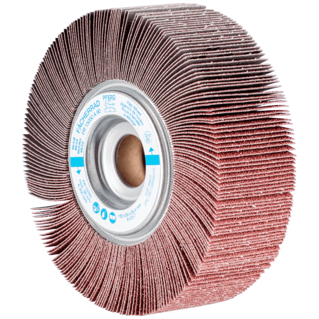 PFERD TOOLS Lamellenschleifrad FR Ø 150x50mm Bohrung Ø 25,4 mm A60 für universelle Anwendung