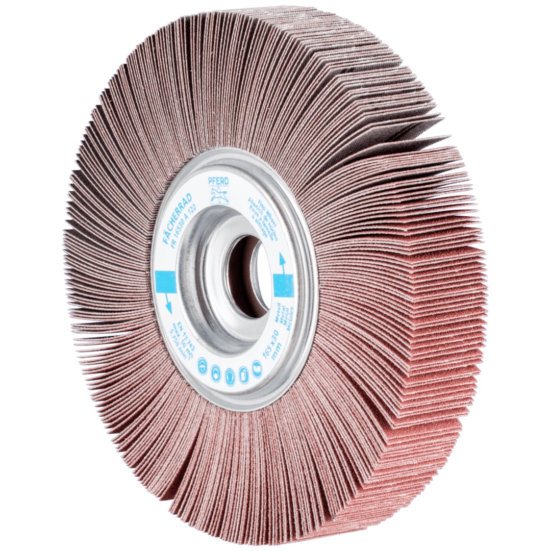 PFERD TOOLS Lamellenschleifrad FR Ø 165x30mm Bohrung Ø 25,4 mm A120 für universelle Anwendung
