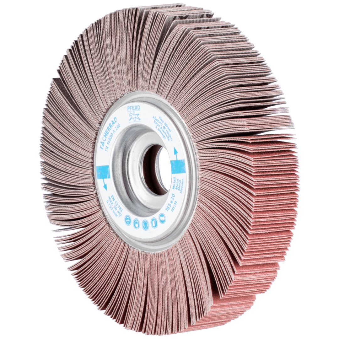PFERD TOOLS Lamellenschleifrad FR Ø 165x30mm Bohrung Ø 25,4 mm A240 für universelle Anwendung