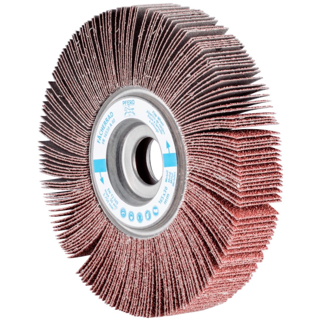 PFERD TOOLS Lamellenschleifrad FR Ø 165x30mm Bohrung Ø 25,4 mm A40 für universelle Anwendung