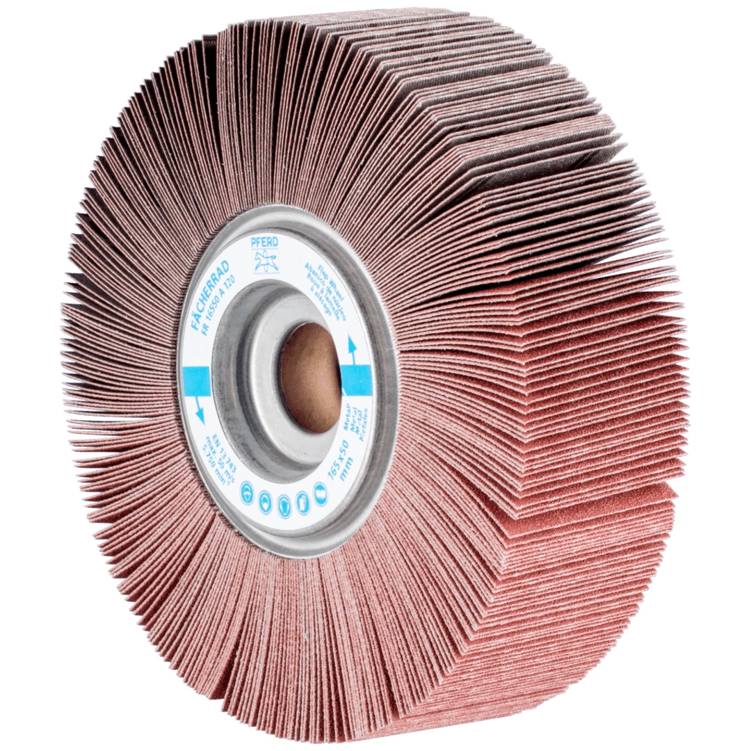 PFERD TOOLS Lamellenschleifrad FR Ø 165x50mm Bohrung Ø 25,4 mm A120 für universelle Anwendung