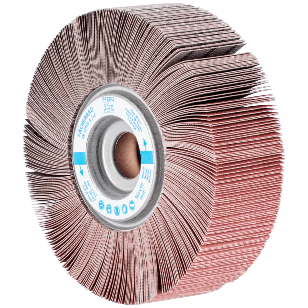 PFERD TOOLS Lamellenschleifrad FR Ø 165x50mm Bohrung Ø 25,4 mm A240 für universelle Anwendung