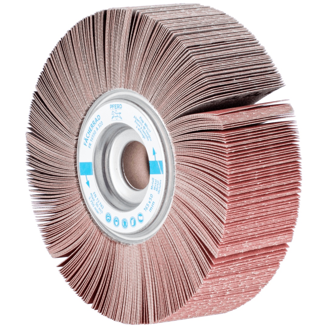 PFERD TOOLS Lamellenschleifrad FR Ø 165x50mm Bohrung Ø 25,4 mm A320 für universelle Anwendung