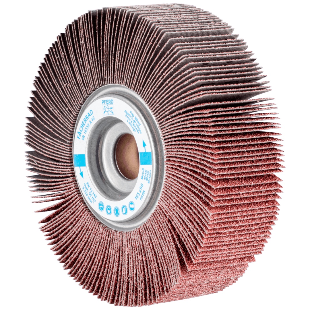 PFERD TOOLS Lamellenschleifrad FR Ø 165x50mm Bohrung Ø 25,4 mm A40 für universelle Anwendung