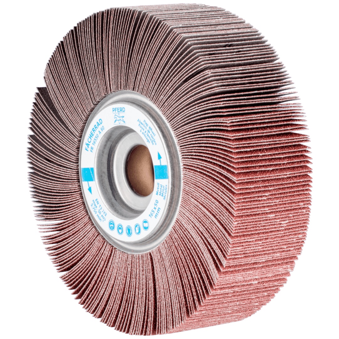 PFERD TOOLS Lamellenschleifrad FR Ø 165x50mm Bohrung Ø 25,4 mm A80 für universelle Anwendung