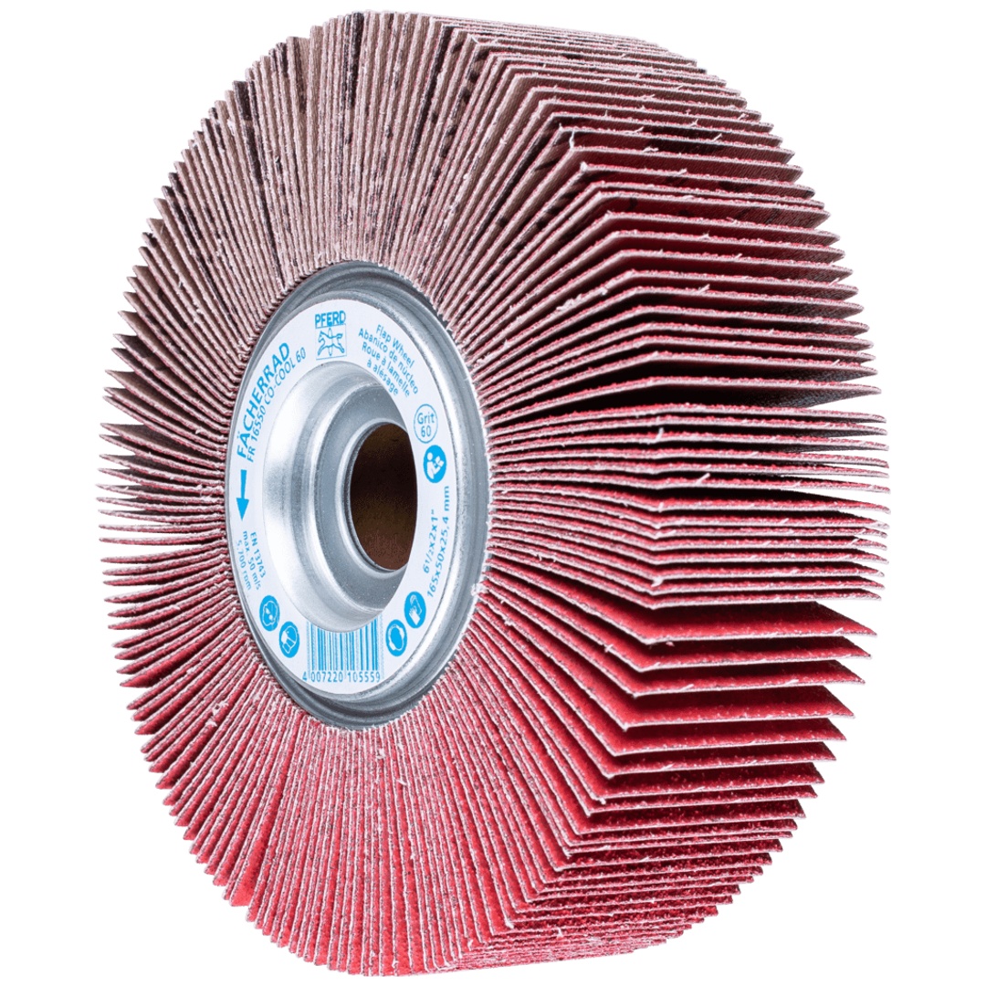 PFERD TOOLS Lamellenschleifrad FR Ø 165x50mm Bohrung Ø 25,4 mm CO-COOL60 für kühlen Schliff auf Edelstahl