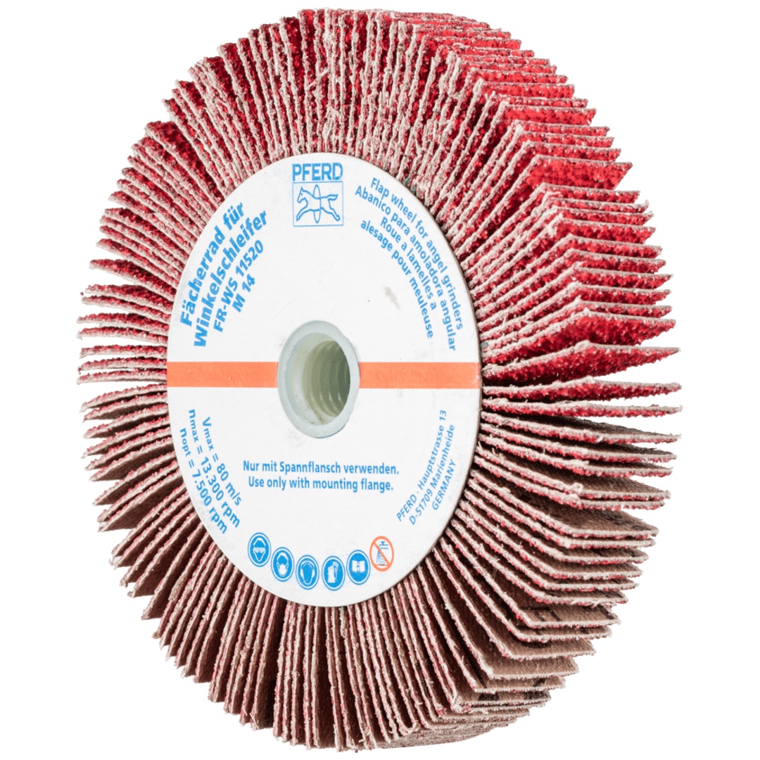 PFERD TOOLS Lamellenschleifrad für Winkelschleifer FR WS Ø 115x20mm M14 CO-COOL40 für Edelstahl