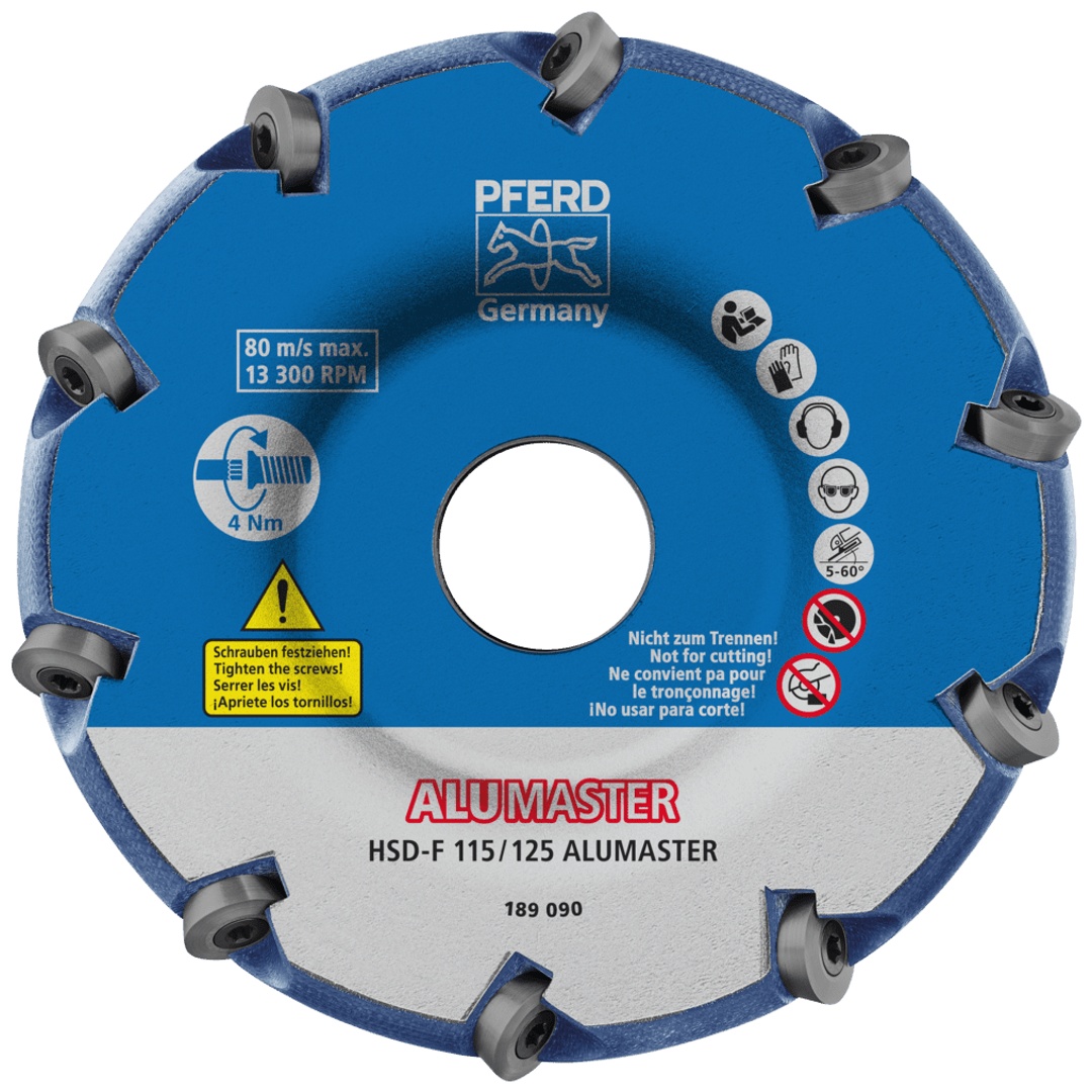 PFERD TOOLS Hochleistungsfrässcheibe ALUMASTER F Ø 115 mm für Winkelschleifer Alu Bearbeitung HICOAT