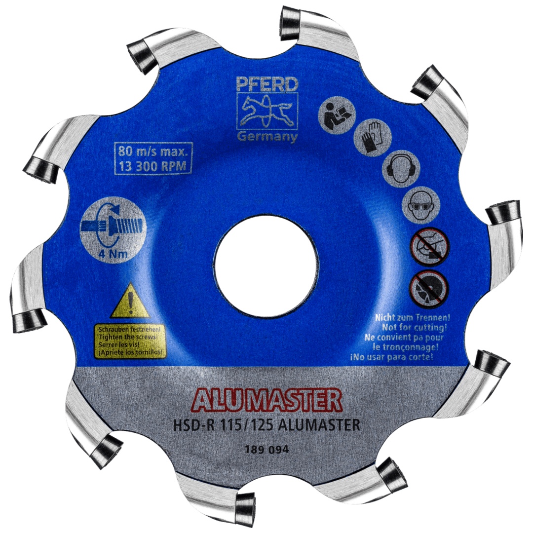 PFERD TOOLS Hochleistungsfrässcheibe ALUMASTER R Ø 115 mm für Winkelschleifer Alu Bearbeitung HICOAT