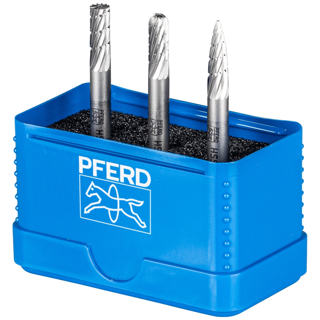 PFERD TOOLS HSS Frässtift Set 85 3-tlg. Zahnung 3 Ø 6mm Schaft-Ø 6mm universal mittel fein