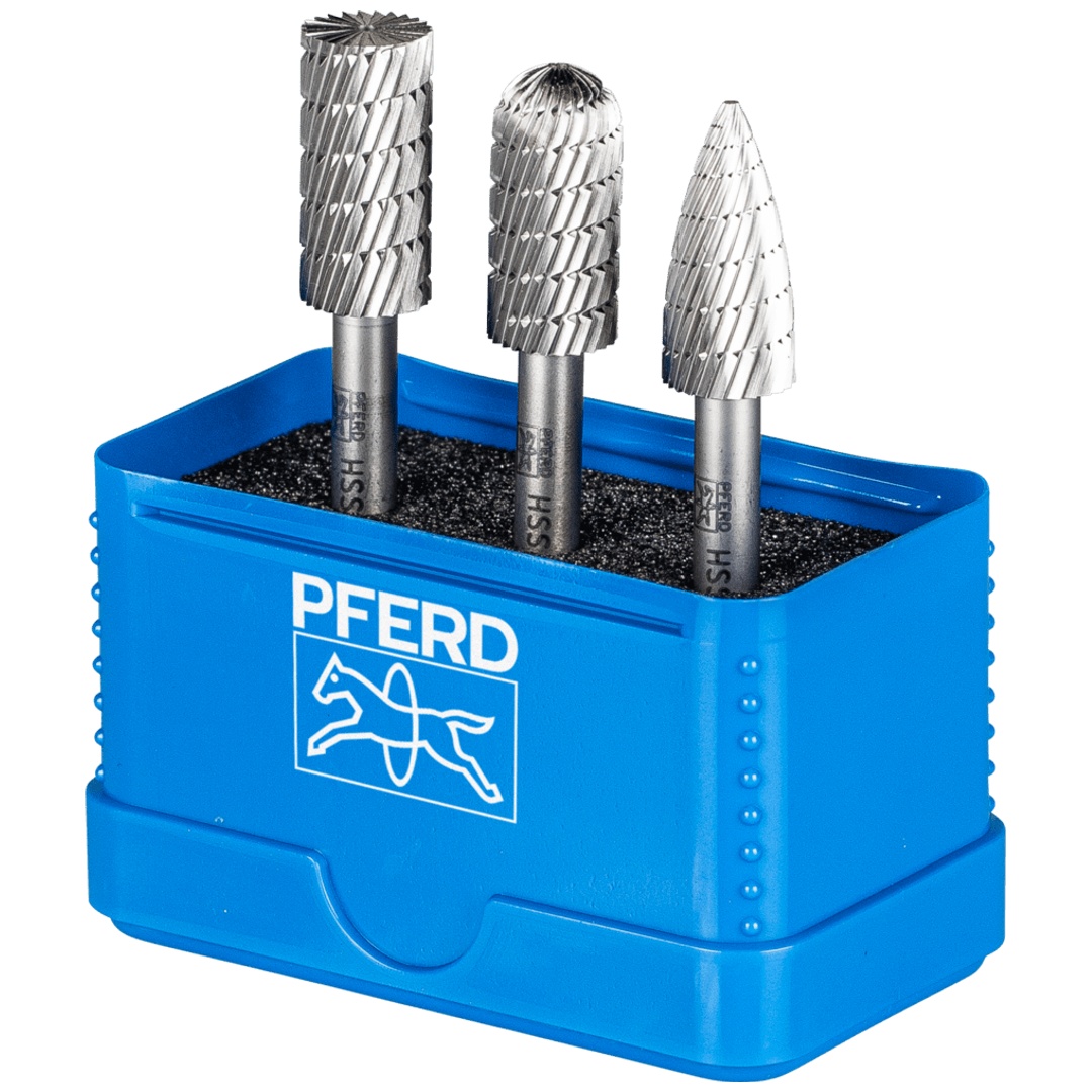 PFERD TOOLS HSS Frässtift Set 86 3-tlg. Zahnung 3 Ø 12mm Schaft-Ø 6mm universal mittel fein