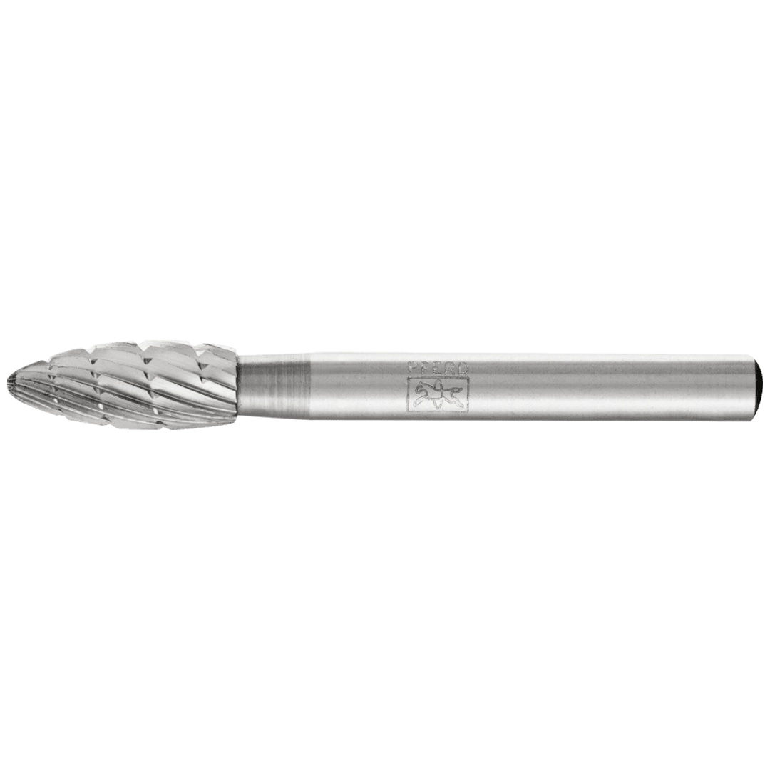 PFERD TOOLS HSS Frässtift Flammenform B Ø 08x20mm Schaft-Ø 6 mm Z 3 universal mittel fein Spanbrecher