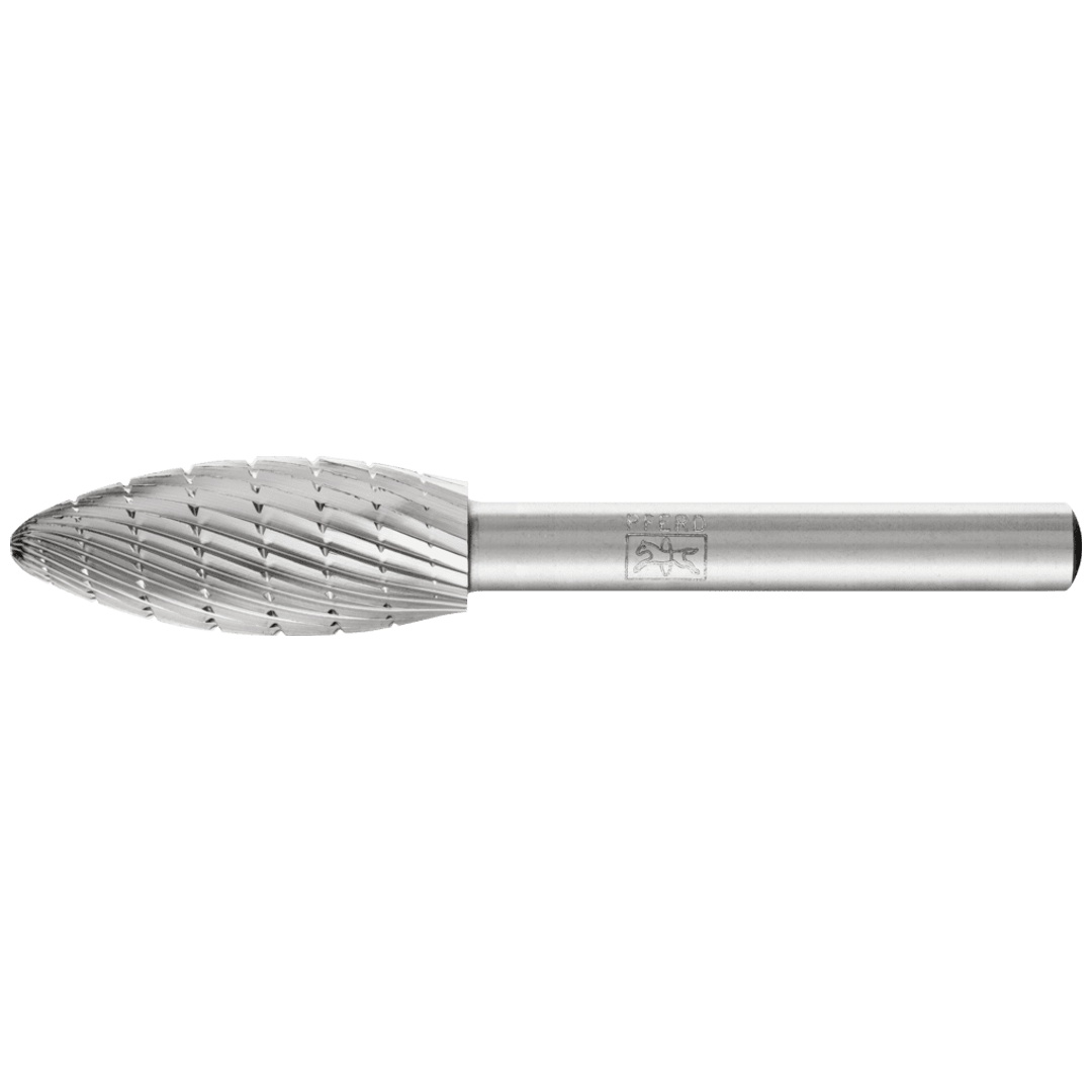 PFERD TOOLS HSS Frässtift Flammenform B Ø 12x30mm Schaft-Ø 6 mm Z 3 universal mittel fein Spanbrecher