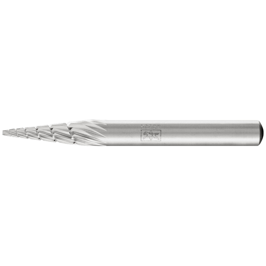 PFERD TOOLS HSS Frässtift Spitzkegelform G Ø 06x18 mm Schaft-Ø 6 mm Z 3 universal mittel fein Spanbrecher